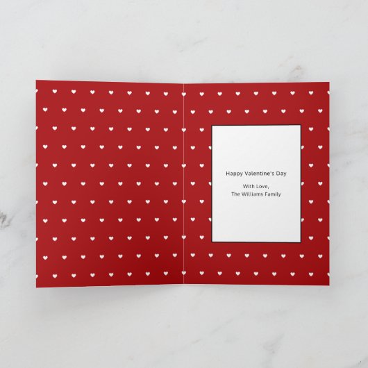 ハグとキスの家族写真バレンタイン シーズンカード (内部)