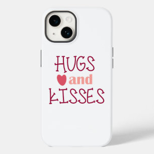 ハグとキスタイポグラフィハートピンクバレンタイン Case-Mate iPhone 14ケース