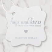ハグとキスハートシルバーフォイル女の子ベビーシャワー フェイバータグ (正面)