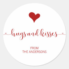 ハグとキスバレンタインのステッカー ラウンドシール