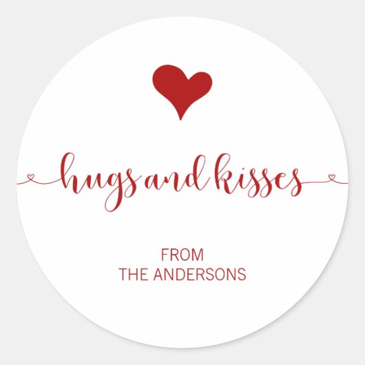 ハグとキスバレンタインのステッカー ラウンドシール (正面)