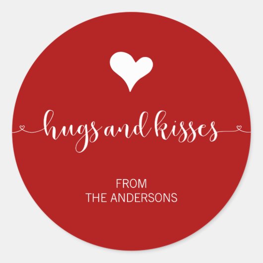ハグとキスバレンタインのステッカー ラウンドシール (正面)