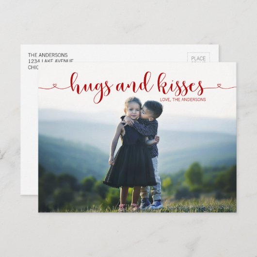 ハグとキスバレンタインの写真はがき シーズンポストカード (正面/裏面)