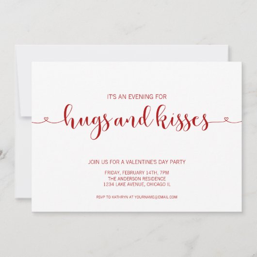 ハグとキスバレンタインデーパーティーカード 招待状 (正面)