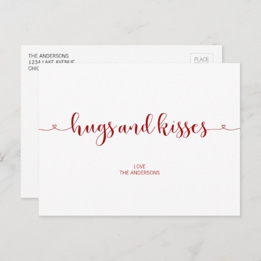 ハグとキスバレンタイン葉書 シーズンポストカード (正面/裏面)