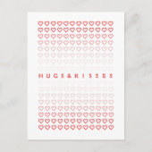 ハグとキスピンクハートバレンタインデー ポストカード (正面)