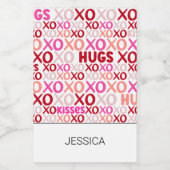 ハグとキスピンクレッドガレンティンXOXOガールフレンド ワインラベル (シングルラベル)