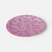 ハグとキスピンクXO XO ペーパープレート (アングル)