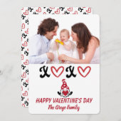 ハグとキスファミリーポートレートバレンタインデー シーズンカード (正面/裏面)