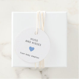 ハグとキスモダンブルーボーイベビーシャワー フェイバータグ