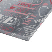 ハグとキスワードクラウドピンク/シルバーID286 カッティングボード (角)