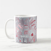 ハグとキスワードクラウドピンク/シルバーID286 コーヒーマグカップ (左)