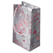 ハグとキスワードクラウドピンク/シルバーID286 スモールペーパーバッグ (裏面アングル)