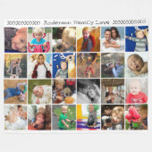 ハグとキス素朴ファミリーフォトコラージュ フリースブランケット (正面(横))