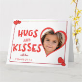 ハグとキス ヴァレンタインデー カスタム写真 カード (黄色い花)