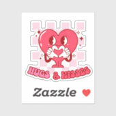 「ハグとキス」 | 可愛くて愛らしいピンクのハート シール (シート)