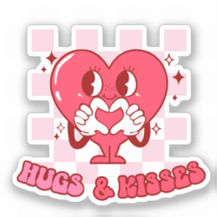 「ハグとキス」 可愛くて愛らしいピンクのハート シール