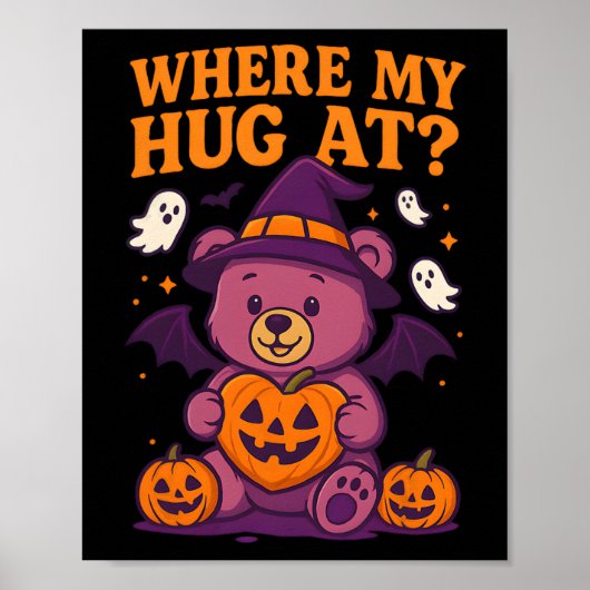 ハグどこ？かわいいハロウィンベア 怖い季節  ポスター (正面)