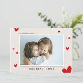 ハグの送信，赤いハート写真Valentines シーズンカード (スタンド正面)