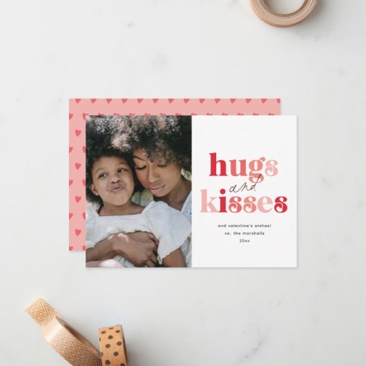 ハグはっきりしたとキス写真バレンタインデー ノートカード (正面/裏面インサイチュ)