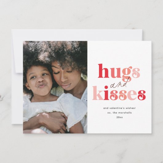 ハグはっきりしたとキス写真バレンタインデー ノートカード (正面)