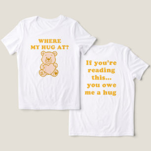 ハグはどこ?- レトロ黄色テディベア ユニーク トライブレンドTシャツ