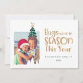 ハグはシーズンのクリスマスツリー&サンタハット写真 シーズンカード (正面)