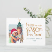 ハグはシーズンのクリスマスツリー&サンタハット写真 シーズンカード (スタンド正面)
