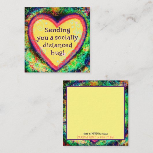ハグを安全に送る」感動的なやさしいカード スクエア名刺 (正面/裏面)