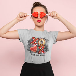 ハグキス 愛を深めて心配を減らそう ハート Tシャツ
