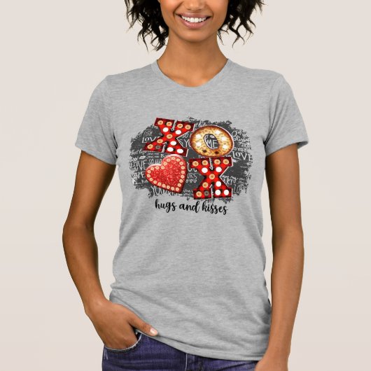 ハグキス 愛を深めて心配を減らそう ハート Tシャツ (正面)
