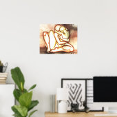 ハグスポスターラブエンブレイスプリント姿スケッチ ポスター (ホームオフィス)