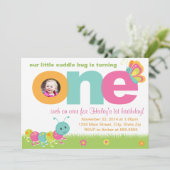 ハグッ子 1歳の誕生日招待状 5x7 フォトカード 招待状 (スタンド正面)