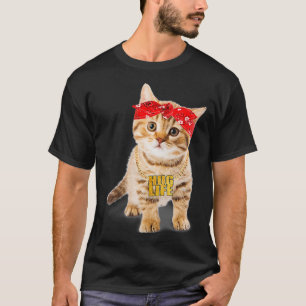 ハグツグガングスターライフ金ゴールドチェーンキャットギャング Tシャツ