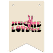 ハグミーラブミーピースサインヴィンテージレトロバレンタイン バンティングフラッグ (第1の旗)