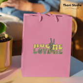 ハグミーラブミーピースサインヴィンテージレトロバレンタイン ミディアムペーパーバッグ