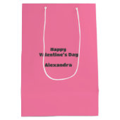 ハグミーラブミーピースサインヴィンテージレトロバレンタイン ミディアムペーパーバッグ (裏面)