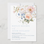 ハグローブ ブルー フローラル ウェディング インビテーション (正面)