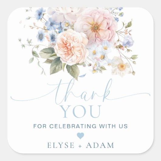 ハグローブ ブルー フローラル サンクス フェイバー スクエアシール (正面)