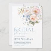 ハグローブ ブルー フローラル ブライダル シャワー 招待状 (正面)