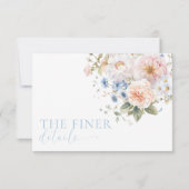 ハグローブ ブルー フローラル ベビーシャワー 詳細カード 招待状 (裏面)