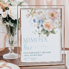 ハグローブ ブルー フローラル ミモザ バー ポスター