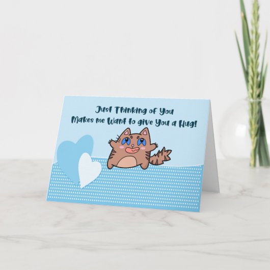 ハグ付きロマンスカード猫 サンキューカード (正面)