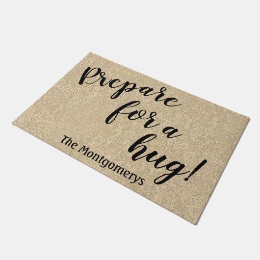 ハグ素朴パーソナライズされたの準備をするおもしろいの名前 ドアマット (アングル)