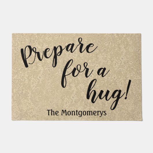ハグ素朴パーソナライズされたの準備をするおもしろいの名前 ドアマット (正面)