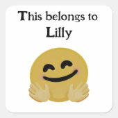 「ハグ絵文字」ステッパーソナライズされたカー スクエアシール (正面)