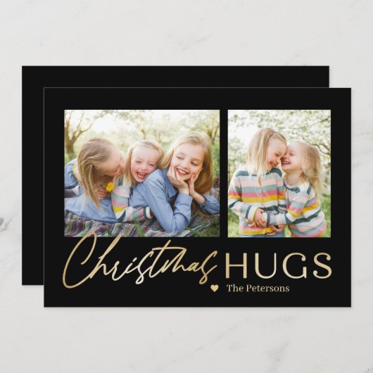 ハグ2枚の写真を送るクリスマスカード シーズンカード (正面/裏面)