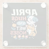 ハグ、ウェットノーズ、春ビベス – よくはしゃぐ Pet ガラスコースター (裏面)