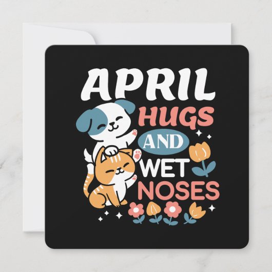ハグ、ウェットノーズ、春ビベス – よくはしゃぐ Pet シーズンカード (正面)