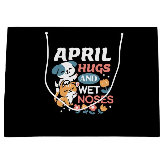 ハグ、ウェットノーズ、春ビベス – よくはしゃぐ Pet ラージペーパーバッグ (正面)